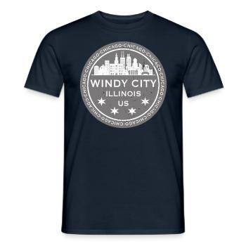 The Windy City Chicago Illinois US Gray - Men's T-Shirt - navy - Front - AI Model Male 178 light (178cm)
