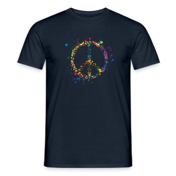Peace! Peace sign color ink stain - Men's T-Shirt - navy - Front - AI Model Male 178 light (178cm)