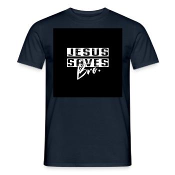 Jésus sauve Bro Face Mask Contrast Mask Christ - T-shirt homme - marine - Devant - AI Model Male 178 light (178cm)