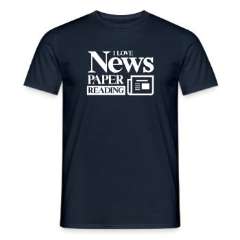 I love reading newspaper magazine readers - Men's T-Shirt - navy - Front - AI Model Male 178 light (178cm)