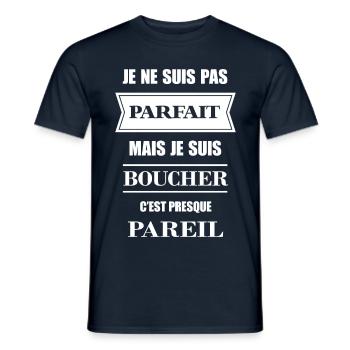 JE NE SUIS PAS PARFAIT MAIS JE SUIS BOUCHER - T-shirt homme - marine - Devant - AI Model Male 178 light (178cm)