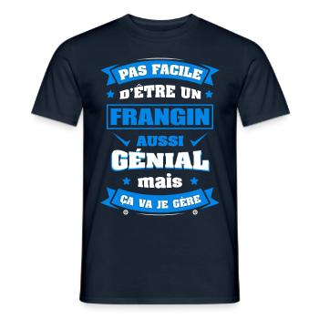 FRANGIN GÉNIAL - T-shirt homme - marine - Devant - AI Model Male 178 light (178cm)