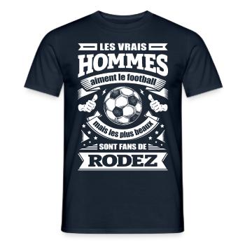 LES VRAIS HOMMES SONT FANS DE RODEZ - T-shirt homme - marine - Devant - AI Model Male 178 light (178cm)