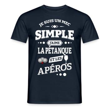J'AIME LA PÉTANQUE ET LES APÉROS - T-shirt homme - marine - Devant - AI Model Male 178 light (178cm)
