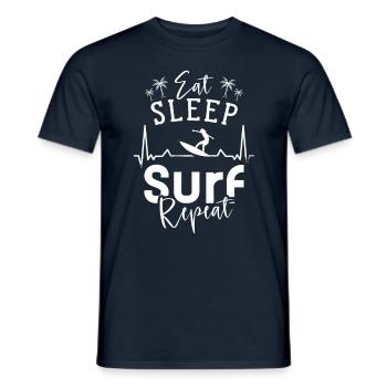 Essen Schlafen Surfen Wiederholen Surfer Surfing - Männer T-Shirt - Navy - Vorne - AI Model Male 178 light (178cm)