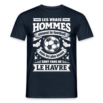 LES VRAIS HOMMES SONT FANS DE LE HAVRE - T-shirt homme - marine - Devant - AI Model Male 178 light (178cm)