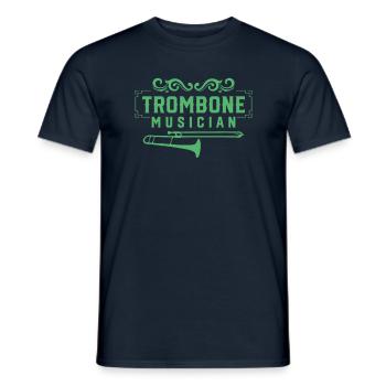 Trombone musicien tromboniste - T-shirt homme - marine - Devant - AI Model Male 178 light (178cm)