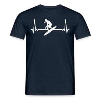 Herzschlag Surfen Herz Linie EKG Surfing Surfer - Männer T-Shirt - Navy - Vorne - AI Model Male 178 light (178cm)