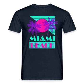 Miami Beach Retro Green Sunset Palms - Männer T-Shirt - Navy - Vorne - AI Model Male 178 light (178cm)