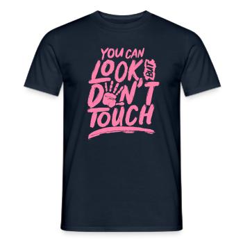 Tu peux regarder, mais ne touche pas les mains des doigts - T-shirt homme - marine - Devant - AI Model Male 178 light (178cm)