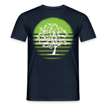 Nature arbre blanc retro feuillus coucher de soleil D - T-shirt homme - marine - Devant - AI Model Male 178 light (178cm)