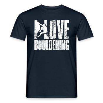 I love bouldering bouldering bouldering climbing - Men's T-Shirt - navy - Front - AI Model Male 178 light (178cm)