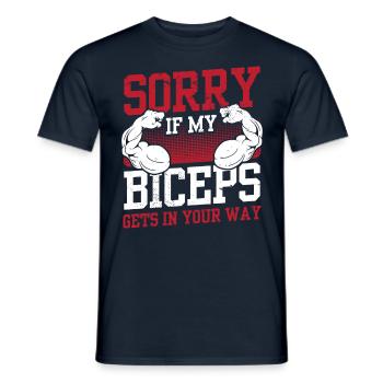 Sorry If My Biceps Is In Your Way - Men's T-Shirt - navy - Front - AI Model Male 178 light (178cm)