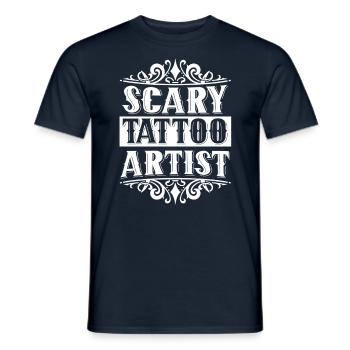 Gruseliger Tattoo Künstler Tätowierer Tätowieren - Männer T-Shirt - Navy - Vorne - AI Model Male 178 light (178cm)