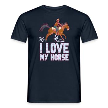 J’adore mon équitation équitation équitation équitation - T-shirt homme - marine - Devant - AI Model Male 178 light (178cm)