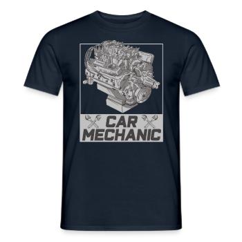 Mécanicien automobile Technicien mécatronique Profession Garage - T-shirt homme - marine - Devant - AI Model Male 178 light (178cm)