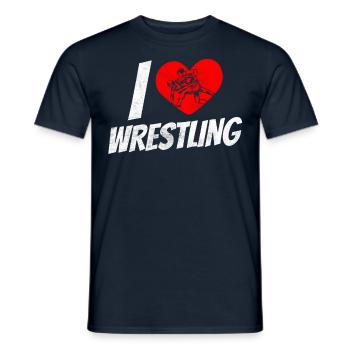 I love wrestling wrestling wrestling wrestling - Men's T-Shirt - navy - Front - AI Model Male 178 light (178cm)