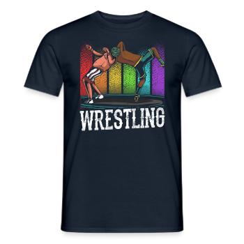 Wrestling Wrestler Wrestling Wrestlers - Men's T-Shirt - navy - Front - AI Model Male 178 light (178cm)