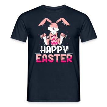 Joyeuses Pâques Dictons Easter Easter Egg Lapin de Pâques - T-shirt homme - marine - Devant - AI Model Male 178 light (178cm)