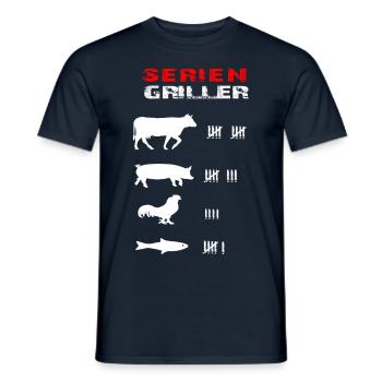 Serien Griller/Fleisch grillen/Grillmeister/lustig - Männer T-Shirt - Navy - Vorne - AI Model Male 178 light (178cm)