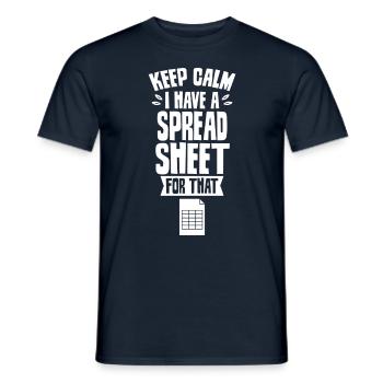 Restez calme Ayez une feuille de calcul pour le tableau - T-shirt homme - marine - Devant - AI Model Male 178 light (178cm)