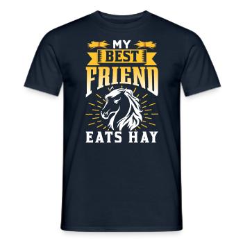 Mein Bester Freund Frisst Heu Reiten Pferd - Männer T-Shirt - Navy - Vorne - AI Model Male 178 light (178cm)