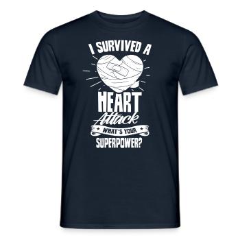Habe Einen Herzinfarkt Überlebt Deine Superkraft - Männer T-Shirt - Navy - Vorne - AI Model Male 178 light (178cm)
