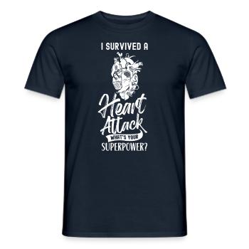 Habe Einen Herzinfarkt Überlebt Deine Superkraft - Männer T-Shirt - Navy - Vorne - AI Model Male 178 light (178cm)