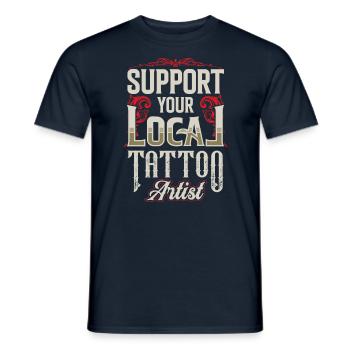 Soutenez votre tatoueur local tatoueur - T-shirt homme - marine - Devant - AI Model Male 178 light (178cm)