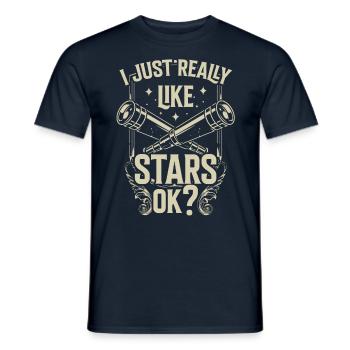 J’aime juste les étoiles très bien? Télescope - T-shirt homme - marine - Devant - AI Model Male 178 light (178cm)