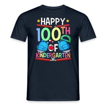 Happy 100 days in kindergarten 100 days - Men's T-Shirt - navy - Front - AI Model Male 178 light (178cm)