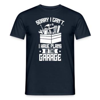 désolé ne peut pas avoir de plans dans le garage - T-shirt homme - marine - Devant - AI Model Male 178 light (178cm)