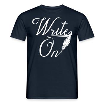 Continue writing Writer Author Writer - Men's T-Shirt - navy - Front - AI Model Male 178 light (178cm)