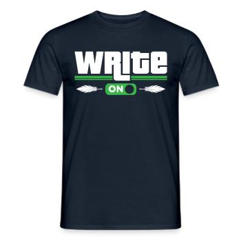 Continue writing Author Writer Writer - Men's T-Shirt - navy - Front - AI Model Male 178 light (178cm)