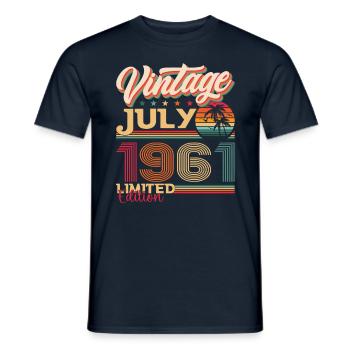 Millésime Juillet 1961 61ème anniversaire Hommes 61 ans - T-shirt homme - marine - Devant - AI Model Male 178 light (178cm)