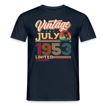 Millésime Juillet 1953 69ème anniversaire Hommes 69 ans - T-shirt homme - marine - Devant - AI Model Male 178 light (178cm)