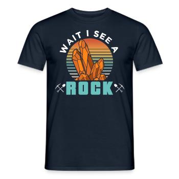 Waiting I See A Stone Geologist Geology Profession - Men's T-Shirt - navy - Front - AI Model Male 178 light (178cm)
