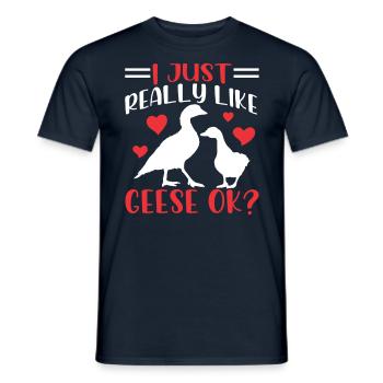 J’aime juste les oies Très bien? Oie animale - T-shirt homme - marine - Devant - AI Model Male 178 light (178cm)