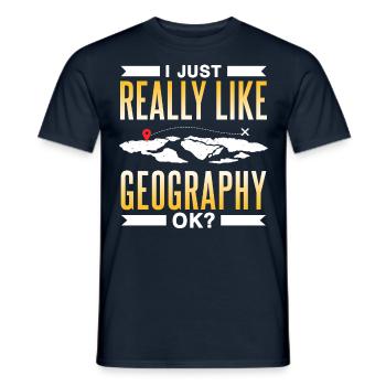 J’aime juste la géographie très bien? Géographe - T-shirt homme - marine - Devant - AI Model Male 178 light (178cm)