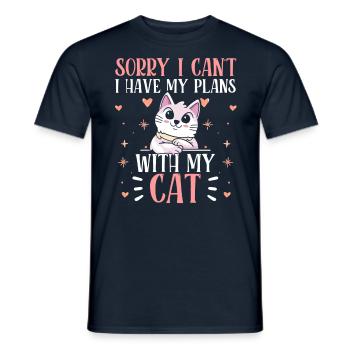 I have plans with my cat sorry hobby team - Men's T-Shirt - navy - Front - AI Model Male 178 light (178cm)