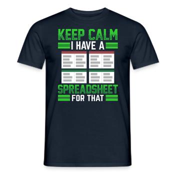 J’ai une feuille de calcul pour comptable de table - T-shirt homme - marine - Devant - AI Model Male 178 light (178cm)