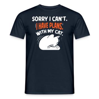 Unfortunately can't I have plans with my cat - Men's T-Shirt - navy - Front - AI Model Male 178 light (178cm)