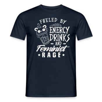 Angeheizt Durch Energydrinks Und Feministische Wut - Männer T-Shirt - Navy - Vorne - AI Model Male 178 light (178cm)