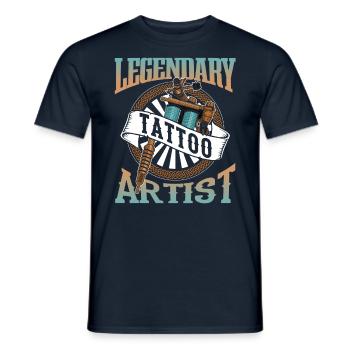 Tatouage légendaire Tattoo Artist Tattoo - T-shirt homme - marine - Devant - AI Model Male 178 light (178cm)