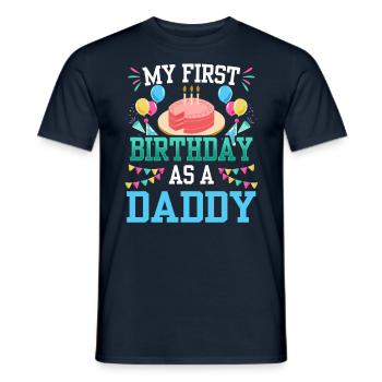 Mon premier anniversaire en tant que papa Papi Papa Père - T-shirt homme - marine - Devant - AI Model Male 178 light (178cm)