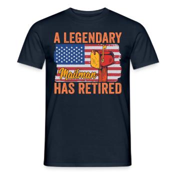 Le légendaire facteur est américain à la retraite - T-shirt homme - marine - Devant - AI Model Male 178 light (178cm)