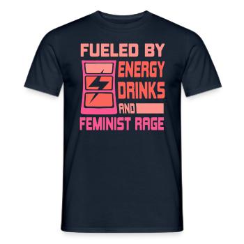 Alimenté par les boissons énergisantes et la colère féministe - T-shirt homme - marine - Devant - AI Model Male 178 light (178cm)