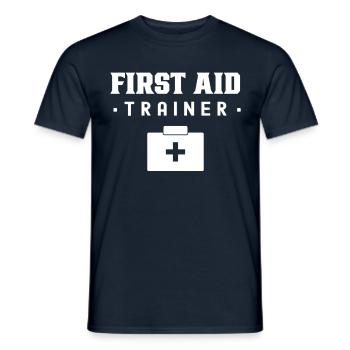 Instructeur de secourisme Mesures immédiates Cours Enseignant - T-shirt homme - marine - Devant - AI Model Male 178 light (178cm)