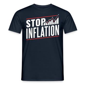 Stop Inflation Stagflation Money Printing Humor - Men's T-Shirt - navy - Front - AI Model Male 178 light (178cm)