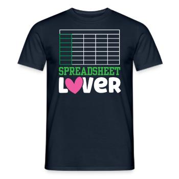 Lovers of Spreadsheets Table Spreadsheet - Men's T-Shirt - navy - Front - AI Model Male 178 light (178cm)